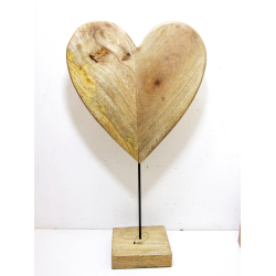 Serce z drewna mango na podstawie 60cm